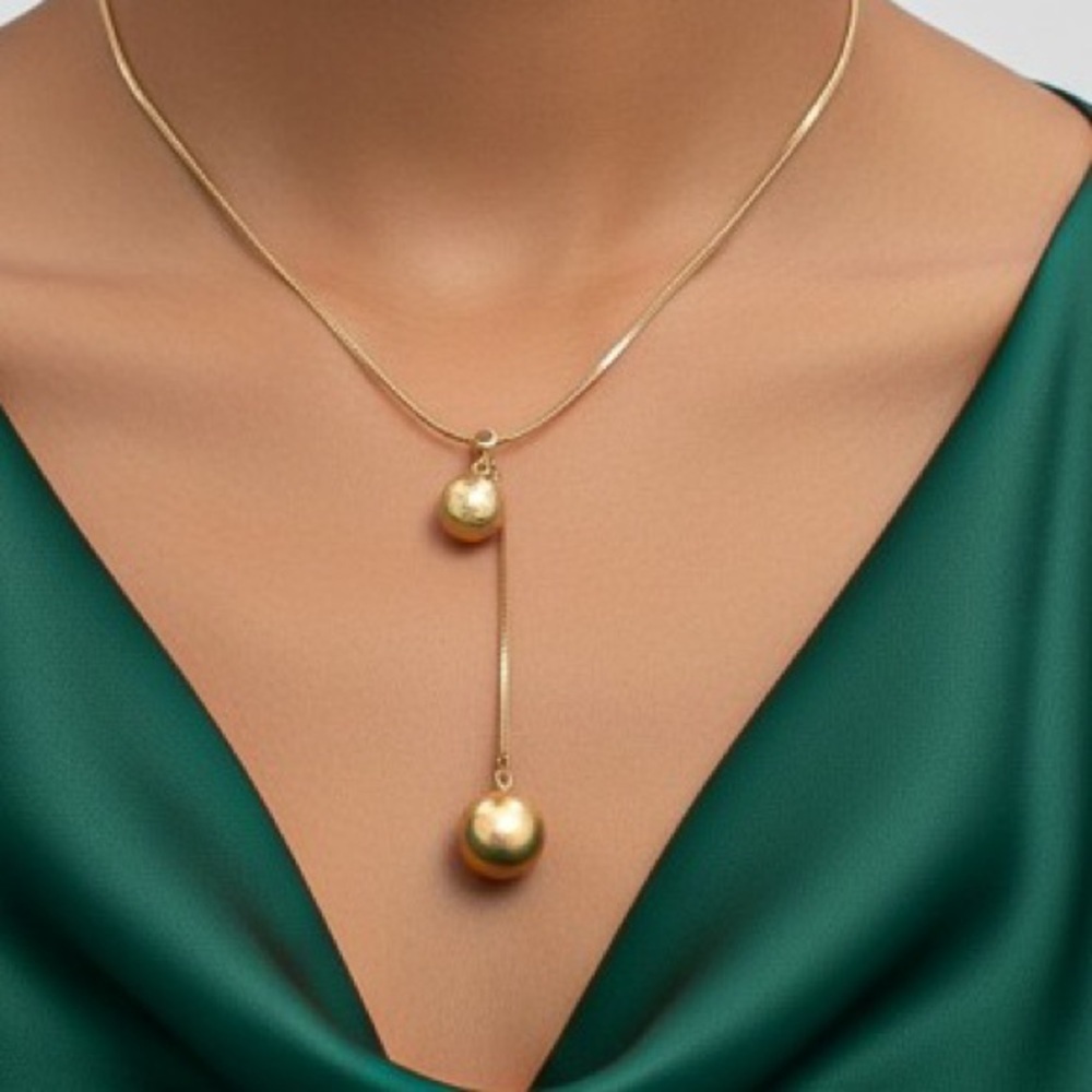 Gold Ball  Drop Necklace (5027)